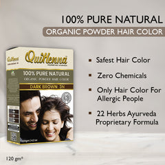 Quikhenna 100% Powder Organic Hair Color 120g - 3N Dark Brown