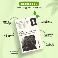 QH+ QuikHenna FLORA Organic Gel Double Use Hair Color- 70gm- 2N Soft Black