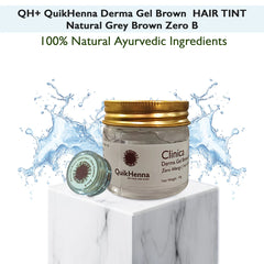 QH+ QuikHenna CLINICA Organic Gel Derma Brown Tint Hair Colour- 46gm- 0B Natural Grey Brown