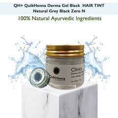 QH+ QuikHenna CLINICA Organic Gel Derma Black Tint Hair Colour- 46gm- 0N Natural Grey Black
