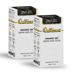 QH+ QuikHenna CLINICA Organic Gel Innovative Derma Hair Color 165gm- 2N Soft Black (Pack of 2)
