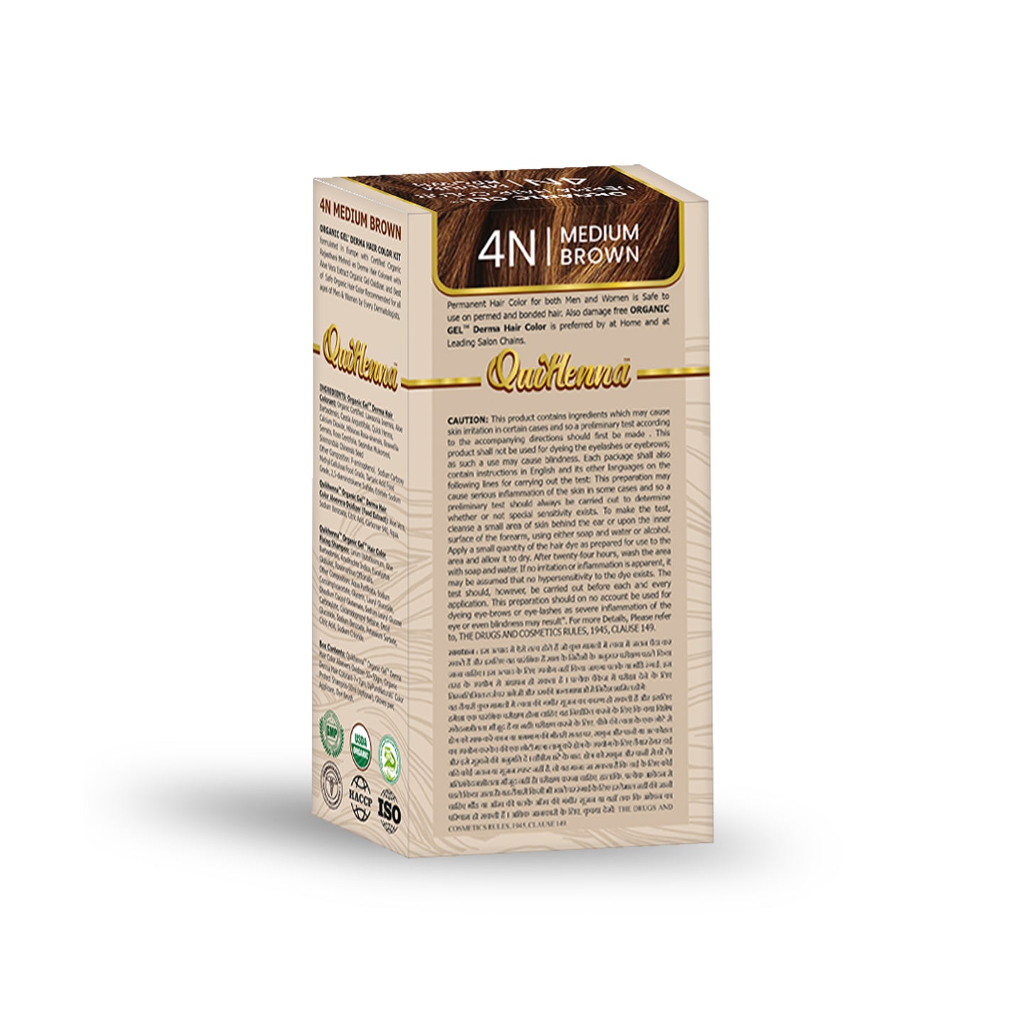 QuikHenna Organic Gel Derma Hair Color - 4N Medium Brown 165gm