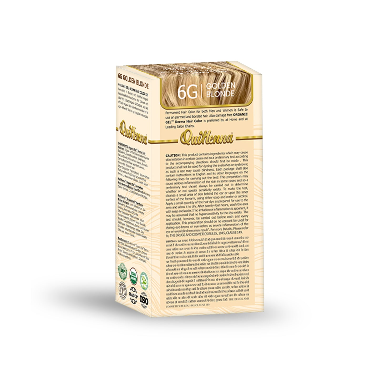 QuikHenna Organic Gel Derma Hair Color - 6G Golden Blonde 165gm