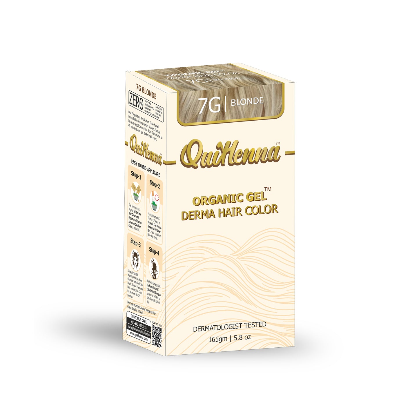 QuikHenna Organic Gel Derma Hair Color - 7G Blonde 165gm