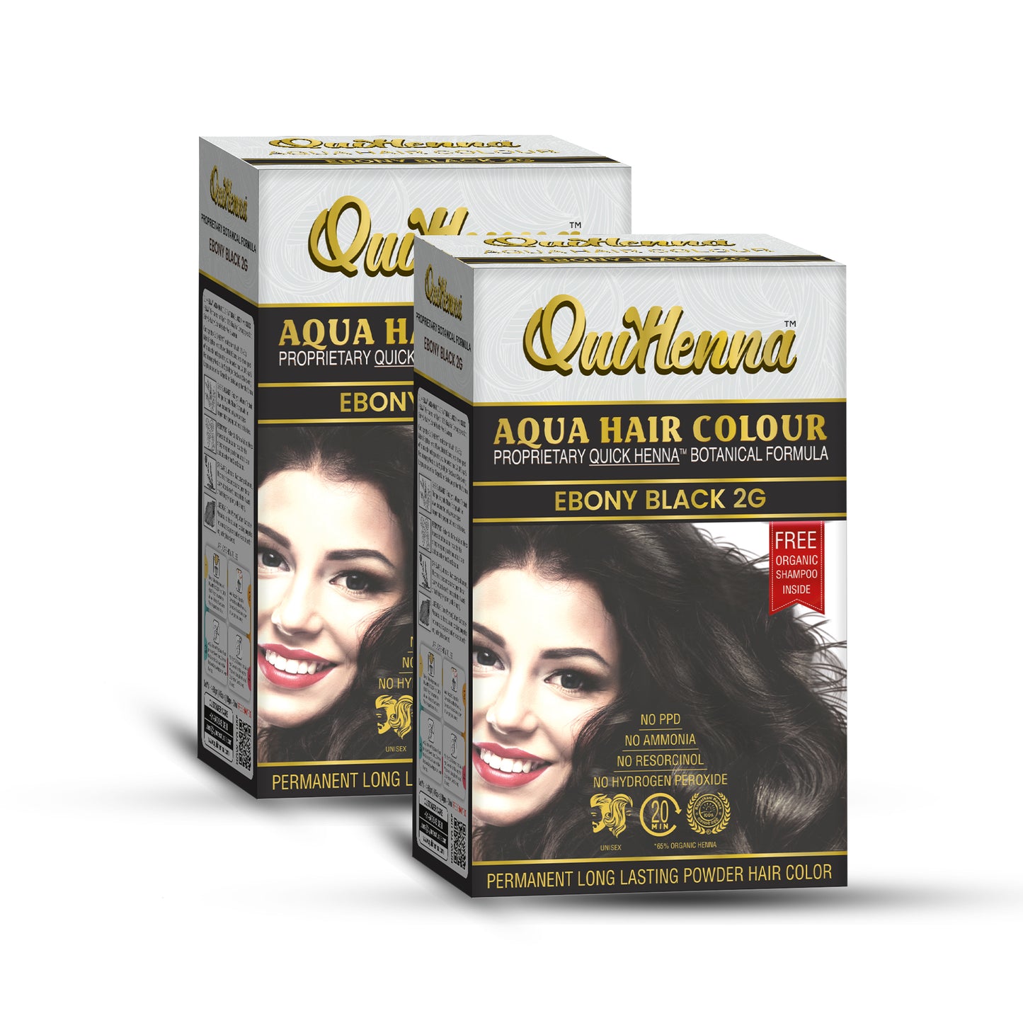 QuikHenna Organic Aqua Powder Hair colour- 2G Ebony Black 110gm