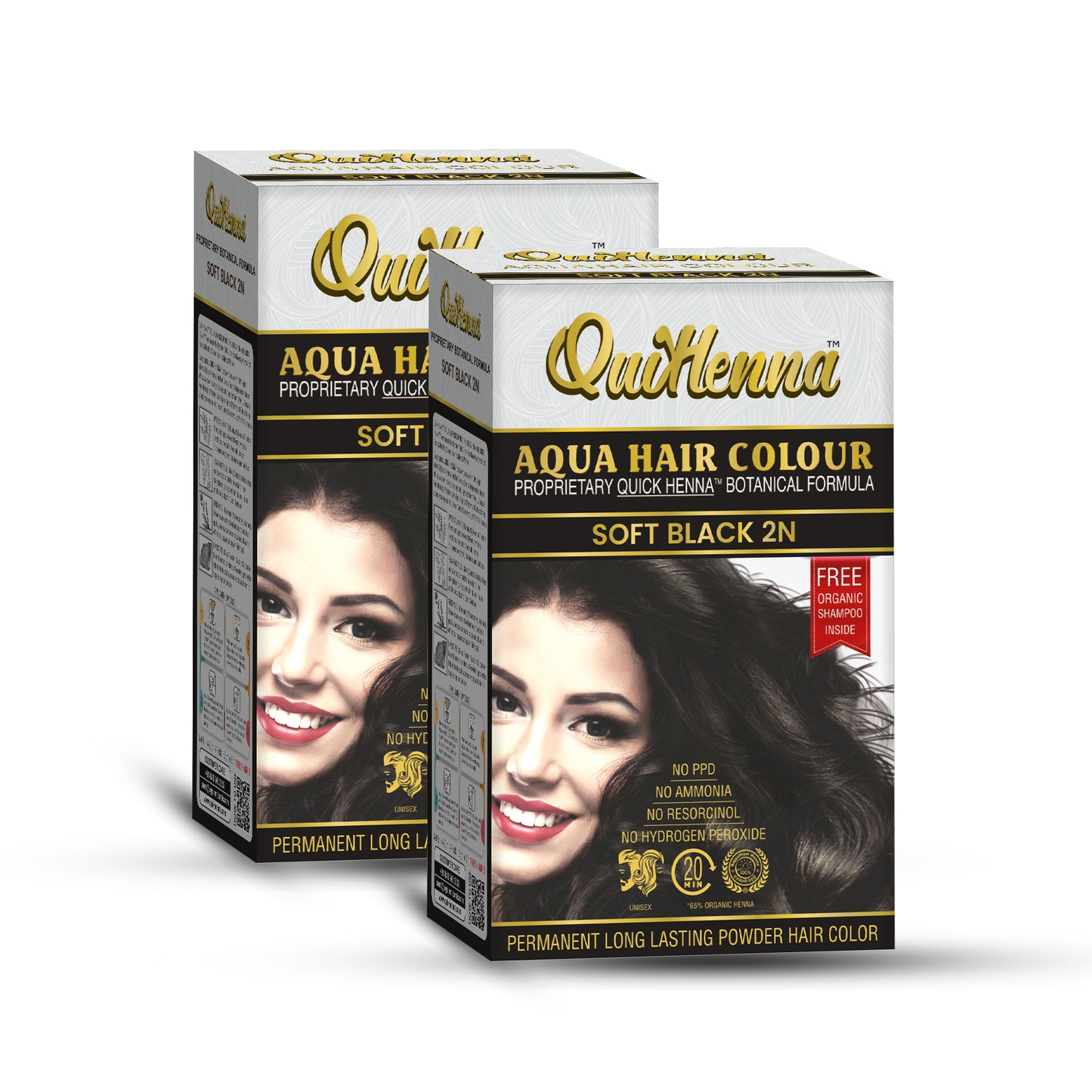 QuikHenna Organic Aqua Powder Hair colour- 2N Soft Black 110gm