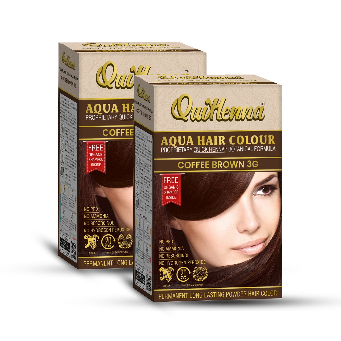 QuikHenna Organic Aqua Powder Hair colour- 3G Coffee Brown 110gm
