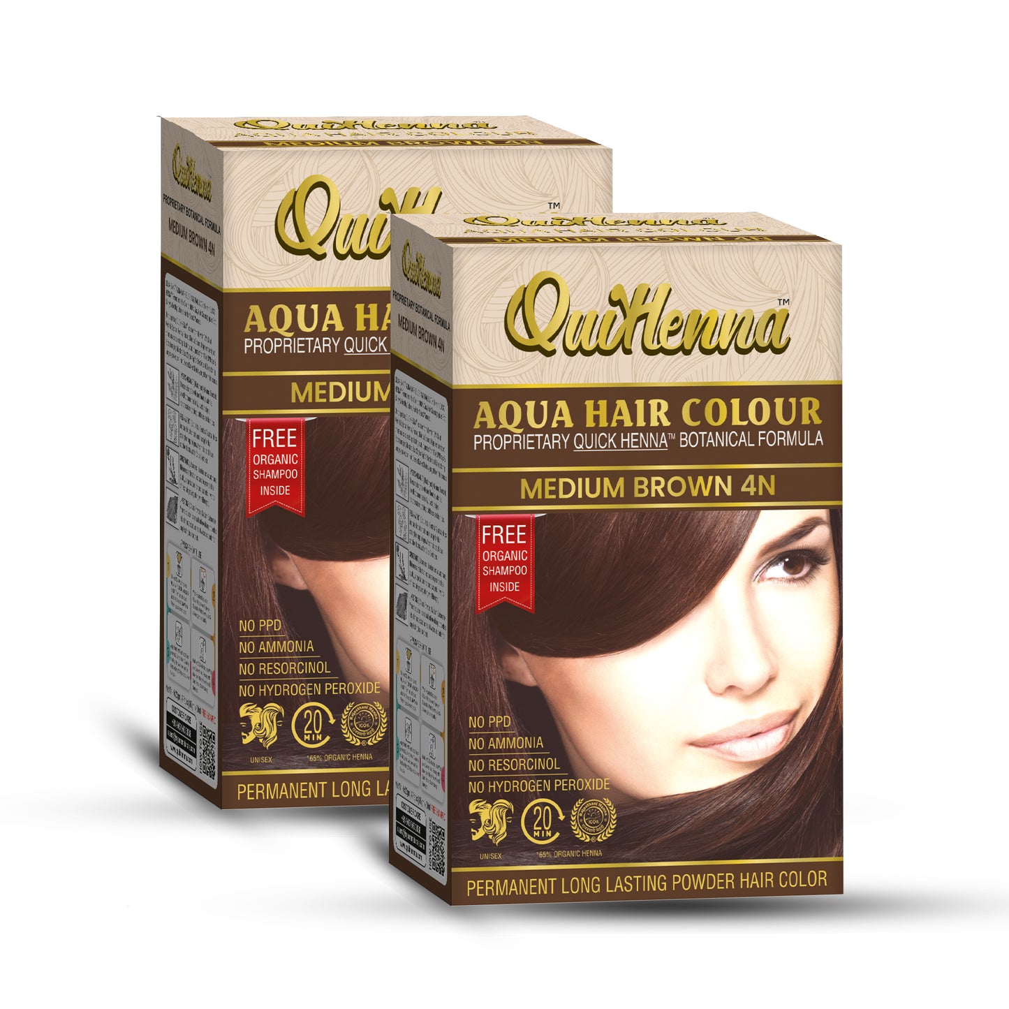 QuikHenna Organic Aqua Powder Hair colour- 4N Medium Brown 110gm