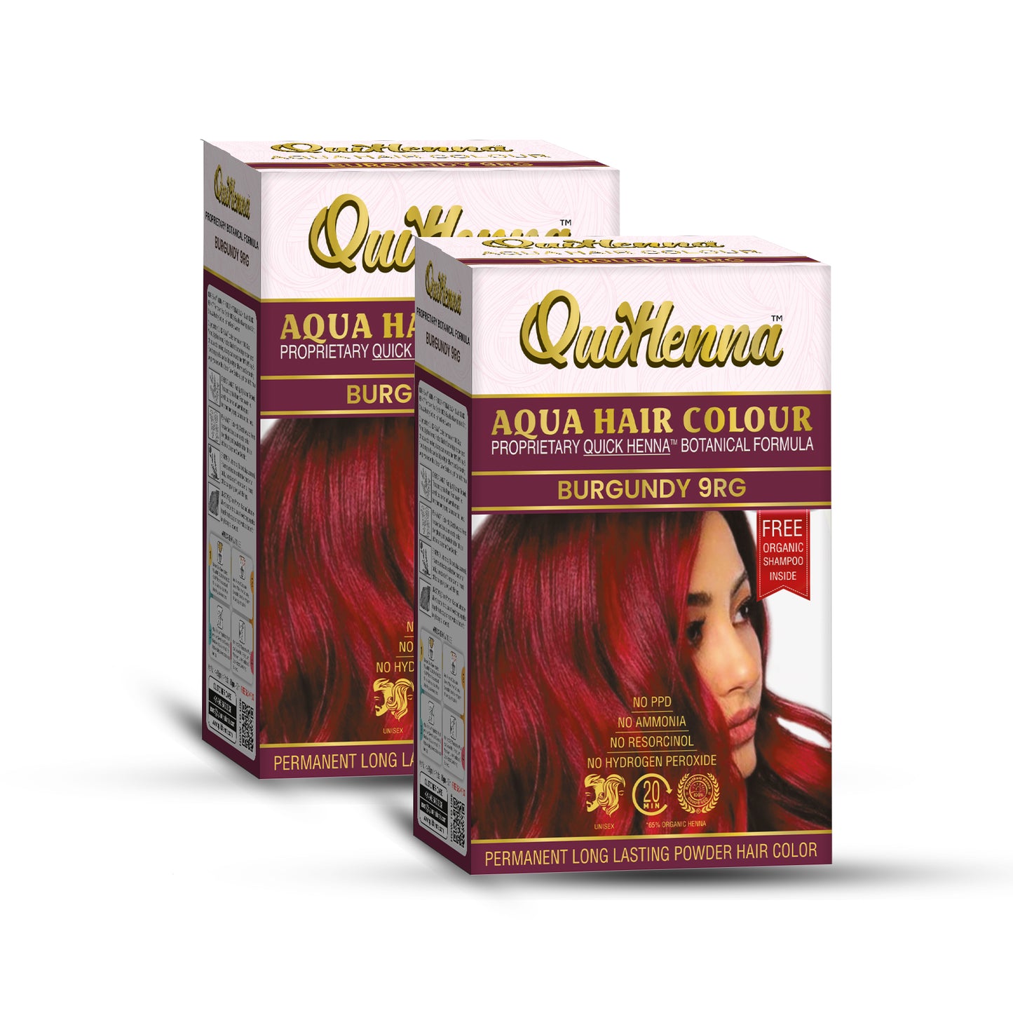 QuikHenna Organic Aqua Powder Hair colour- 9RG Burgundy 110gm