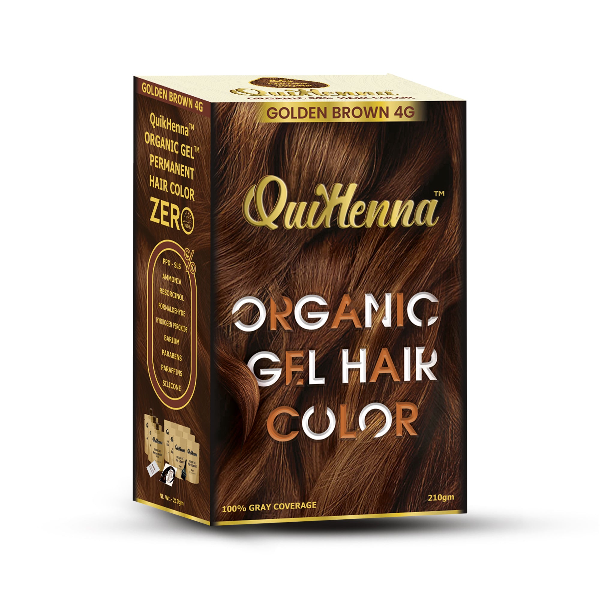 QuikHenna Organic Gel Hair Colour - PPD & Ammonia Free Permanent Natural Hair Color Dye 210gm