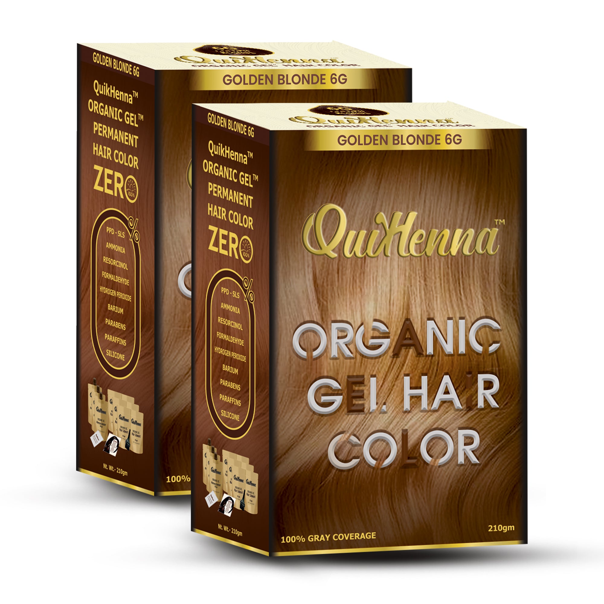 QuikHenna Organic Gel Hair Colour - PPD & Ammonia Free Permanent Natural Hair Color Dye 210gm