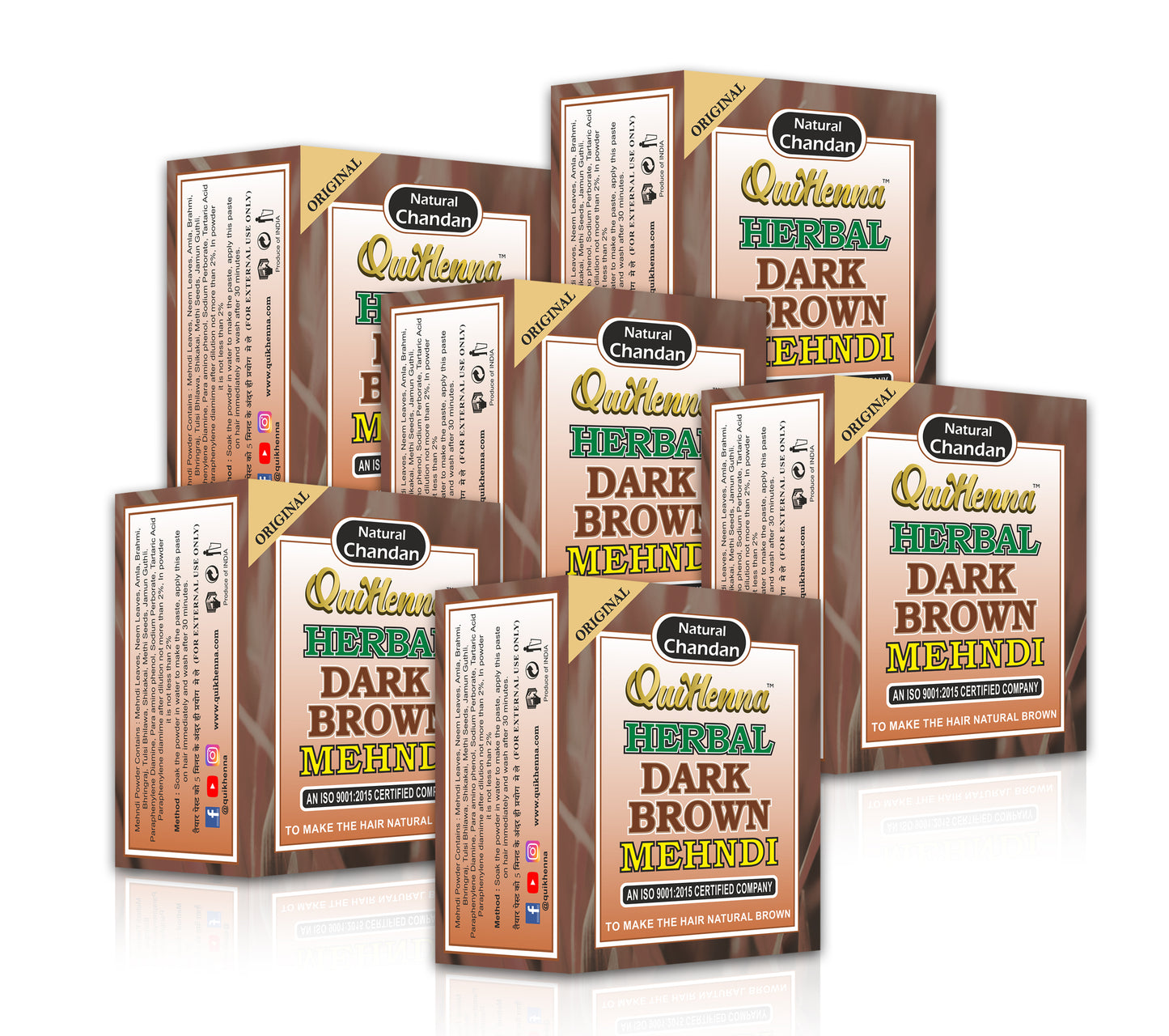 QuikHenna Herbal Dark Brown Mehndi for Men and Women 65gm (Pack of 6) 100% Grey Coverage