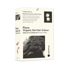 QH+ Quikhenna Flora Double Use Tint Organic Gel Hair Color – Soft Black 2N, Ammonia-Free, Long-Lasting, Organic & Vegan, Dual Application