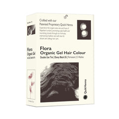 QH+ Quikhenna Flora Double Use Tint Organic Gel Hair Color –  Ebony Black 2G , Ammonia-Free, Long-Lasting, Organic & Vegan, Dual Application