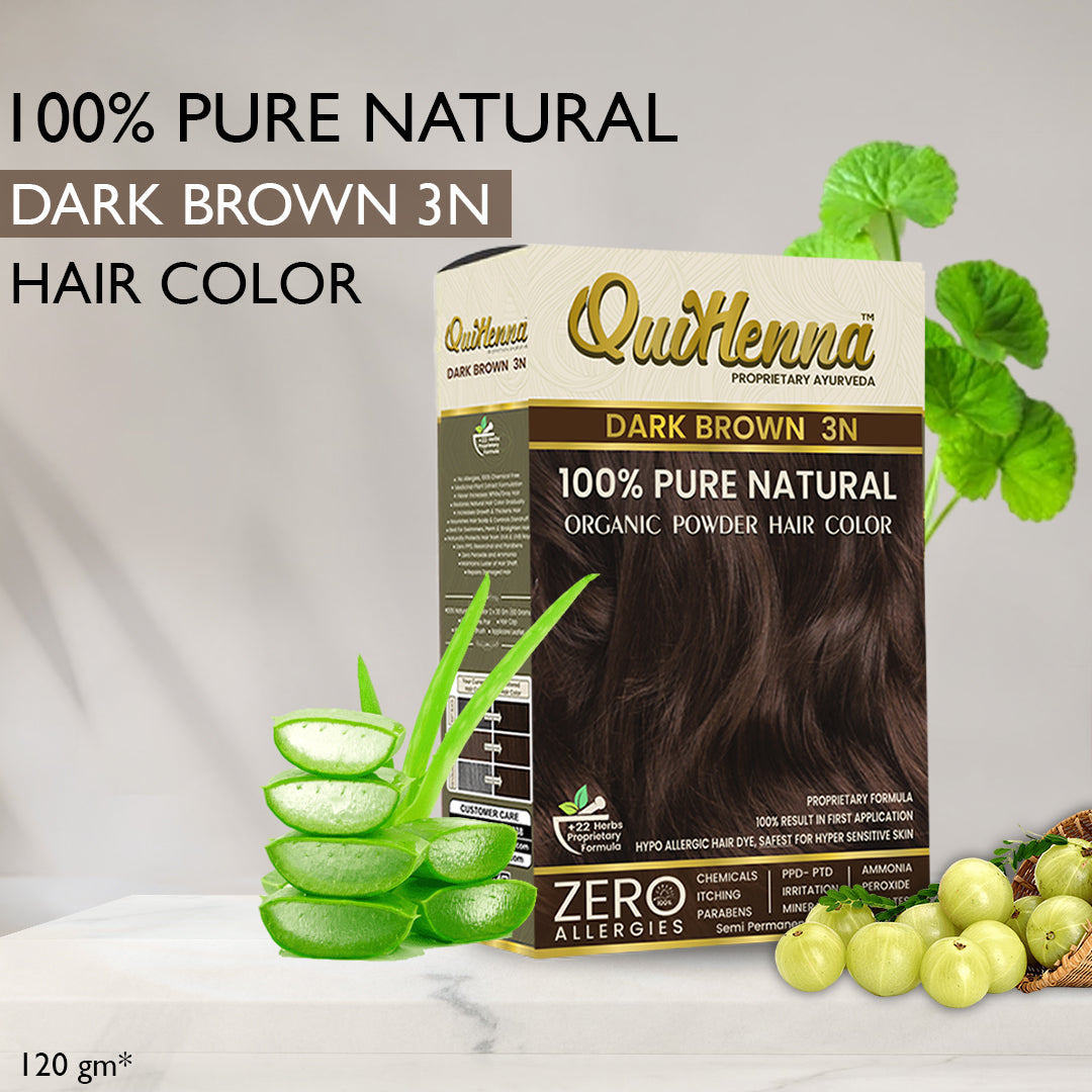 Quikhenna 100% Powder Organic Hair Color 120g - 3N Dark Brown