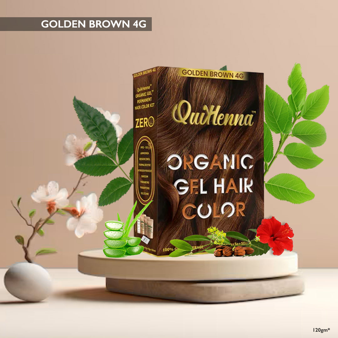 QuikHenna Zero Allergic 4G Golden Brown Damage Free Organic Gel Hair Color 120g