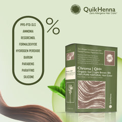 QH+ QuikHenna CHROMA Organic Gel 100% Pure Natural Zero Allergens Hair Color- 140gm- 5N Light Brown
