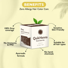 QH+ Quikhenna Flora Organic Gel Roots Touch up Hair Color Infused with Zero Allergy Magical Quick Henna Compund - 3N Dark Brown