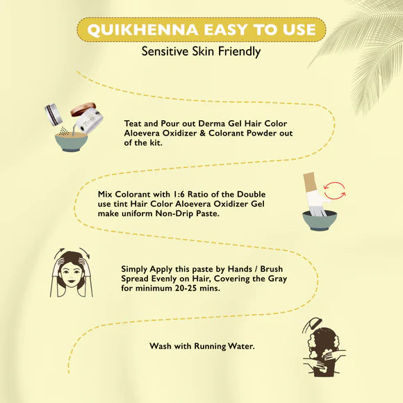 QH+ Quikhenna Flora Organic Gel Roots Touch up Hair Color Infused with Zero Allergy Magical Quick Henna Compund - 3N Dark Brown