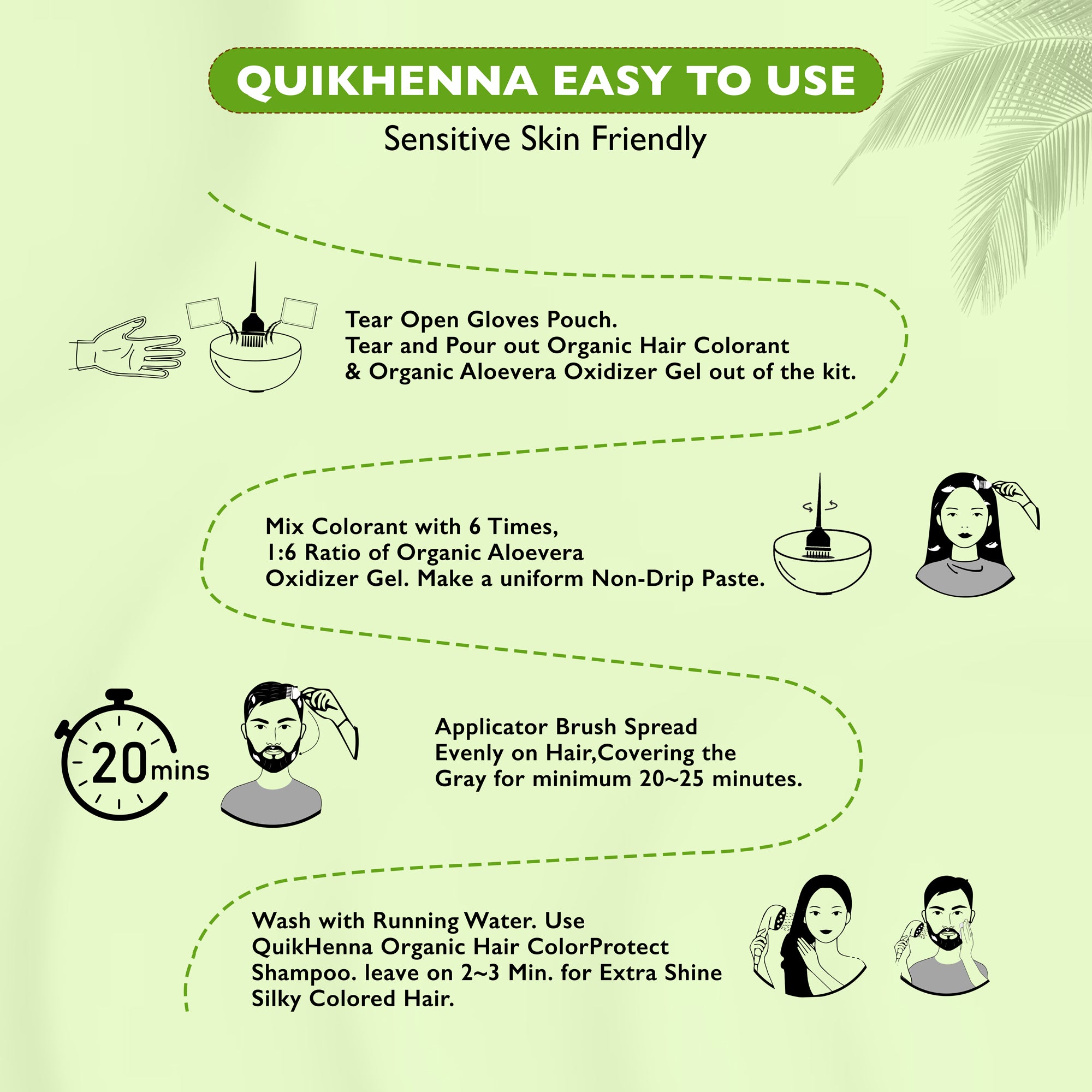QH+ Quikhenna Flora Double Use Tint Organic Gel Hair Color –  Light Brown 5N , Ammonia-Free, Long-Lasting, Organic & Vegan, Dual Application