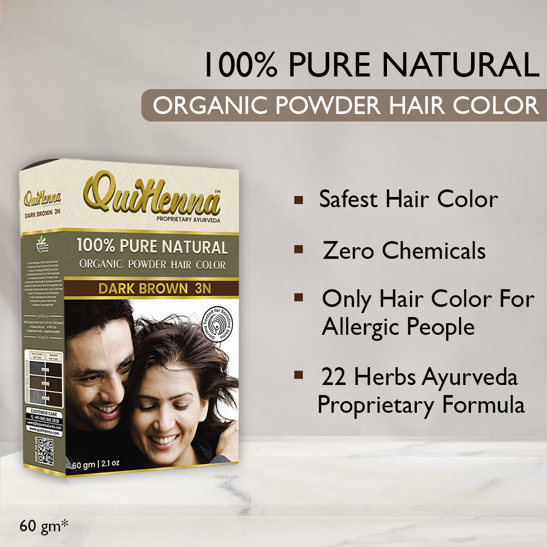 Quikhenna 100% Powder Organic Hair Color 60g - 3N Dark Brown