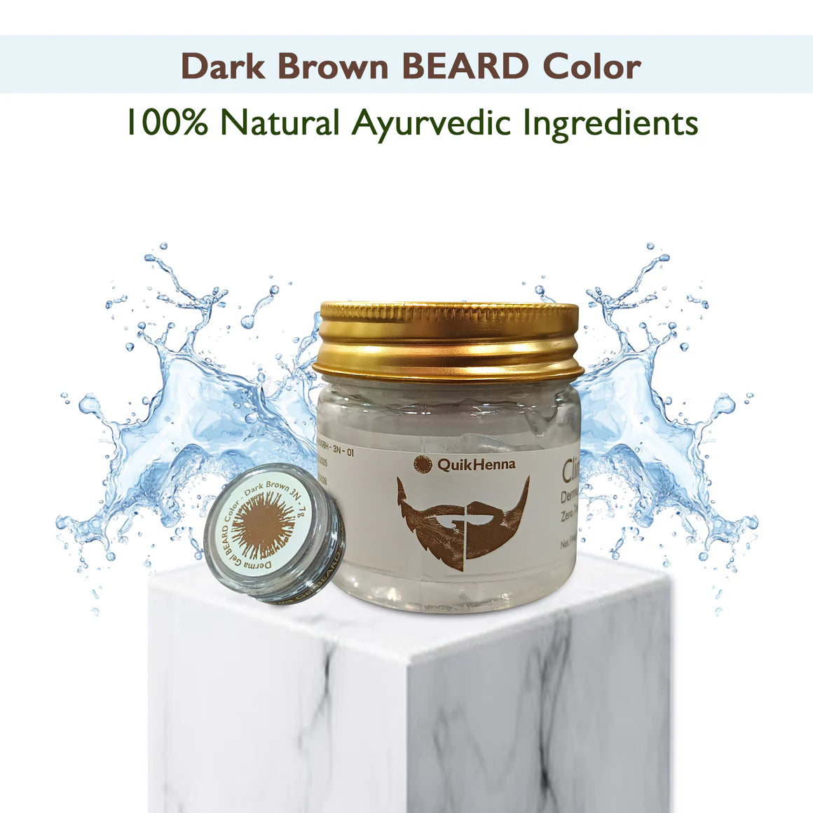 QH+ Quikhenna CLINICA Derma Gel Dark Brown Beard Color – 3N - Zero Allergy, Permanent Grey Coverage 72gm