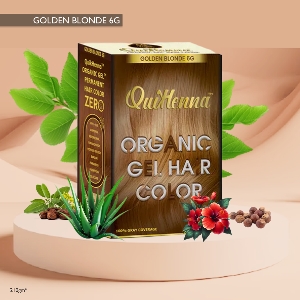 QuikHenna Zero Allergic 6G Golden Blonde Damage Free Organic Gel Hair Color 210g