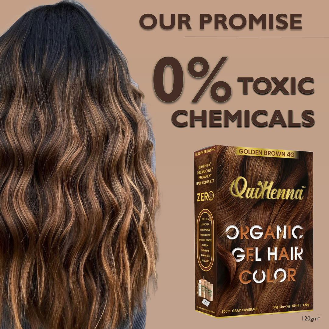 QuikHenna Zero Allergic 4G Golden Brown Damage Free Organic Gel Hair Color 120g