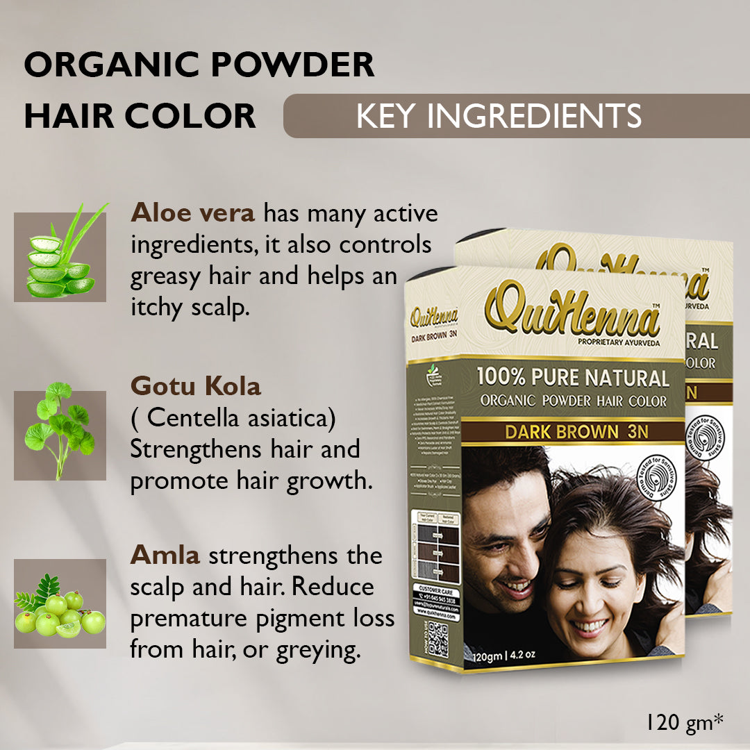 Quikhenna 100% Powder Organic Hair Color 120g - 3N Dark Brown