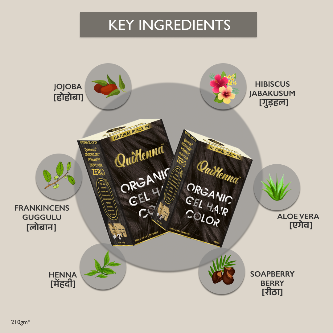 Quikhenna Zero Allergic 1N Natural Black Damage Free Organic Gel Hair Color 210g