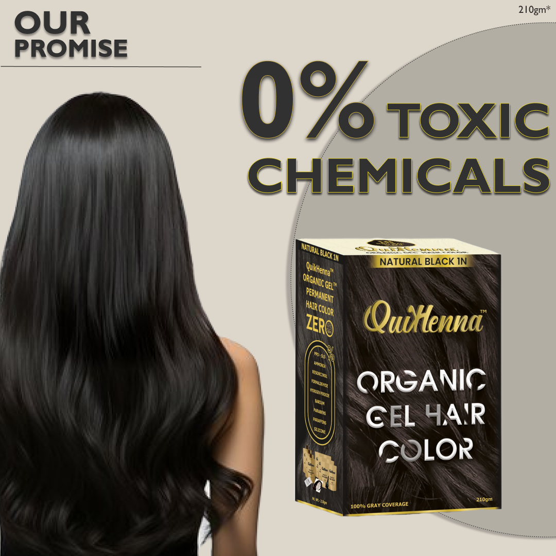 Quikhenna Zero Allergic 1N Natural Black Damage Free Organic Gel Hair Color 210g