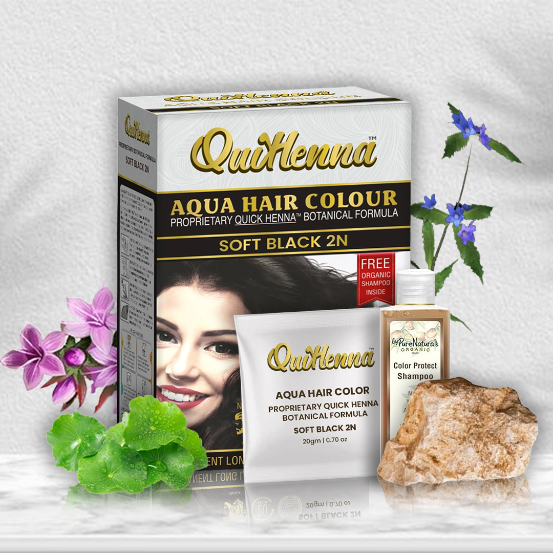 QuikHenna AQUA Powder Hair Color- 110gm- 2N Soft Black