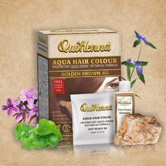 QuikHenna AQUA Powder Hair Color 4G Golden Brown For Men & Women, 110GM | Permanent Long Lasting Hair Color | Free From PPD, Resorcinols, Peroxides, Ammonia & Harsh Chemicals
