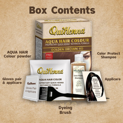 QuikHenna AQUA Powder Hair Color 4G Golden Brown For Men & Women, 110GM | Permanent Long Lasting Hair Color | Free From PPD, Resorcinols, Peroxides, Ammonia & Harsh Chemicals