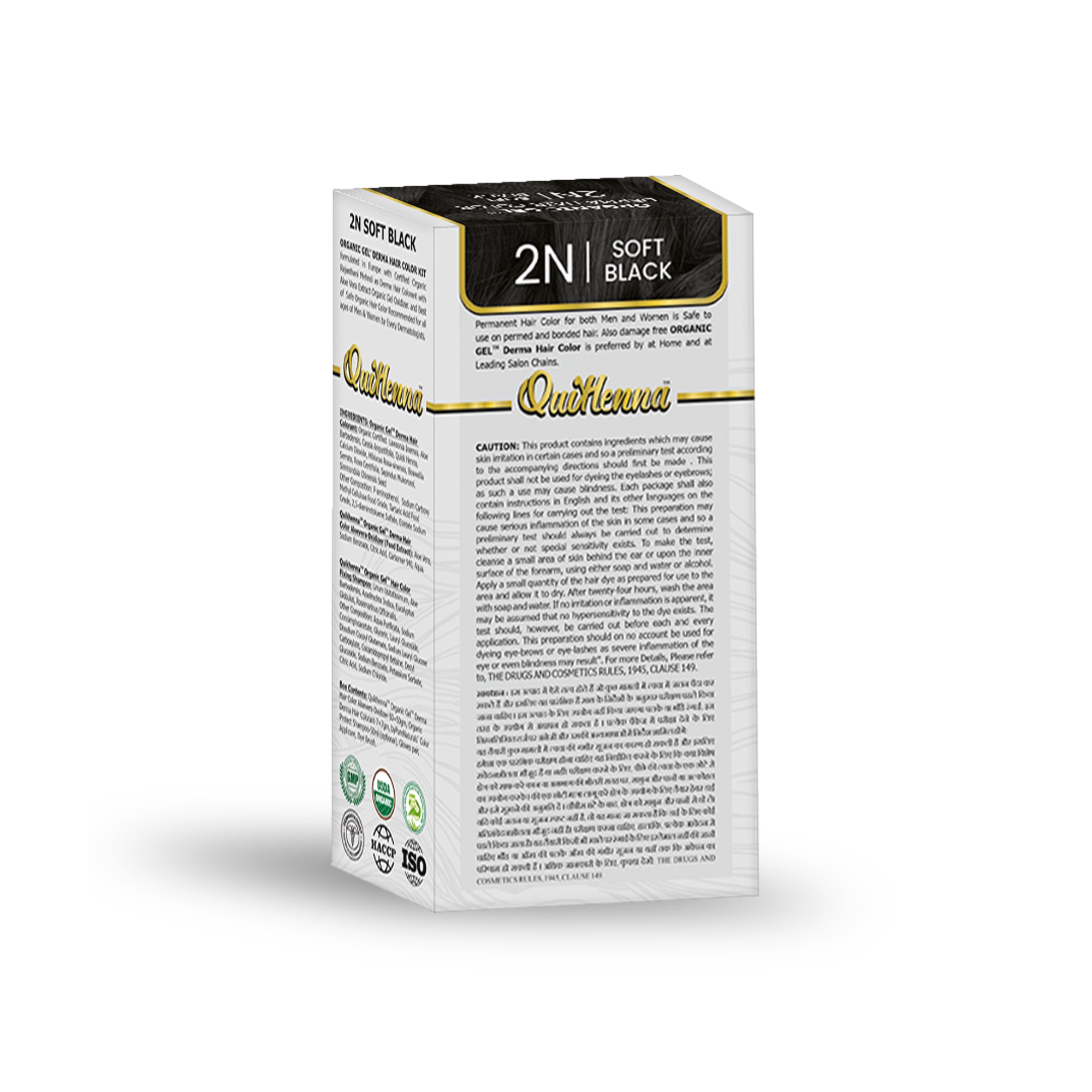 QH+ QuikHenna 2N Soft Black Organic Gel Derma Hair Color 165g