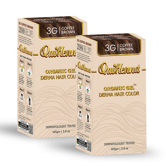 QuikHenna Organic Gel Derma Hair Color - 3G Coffee Brown 165gm Pack of 2