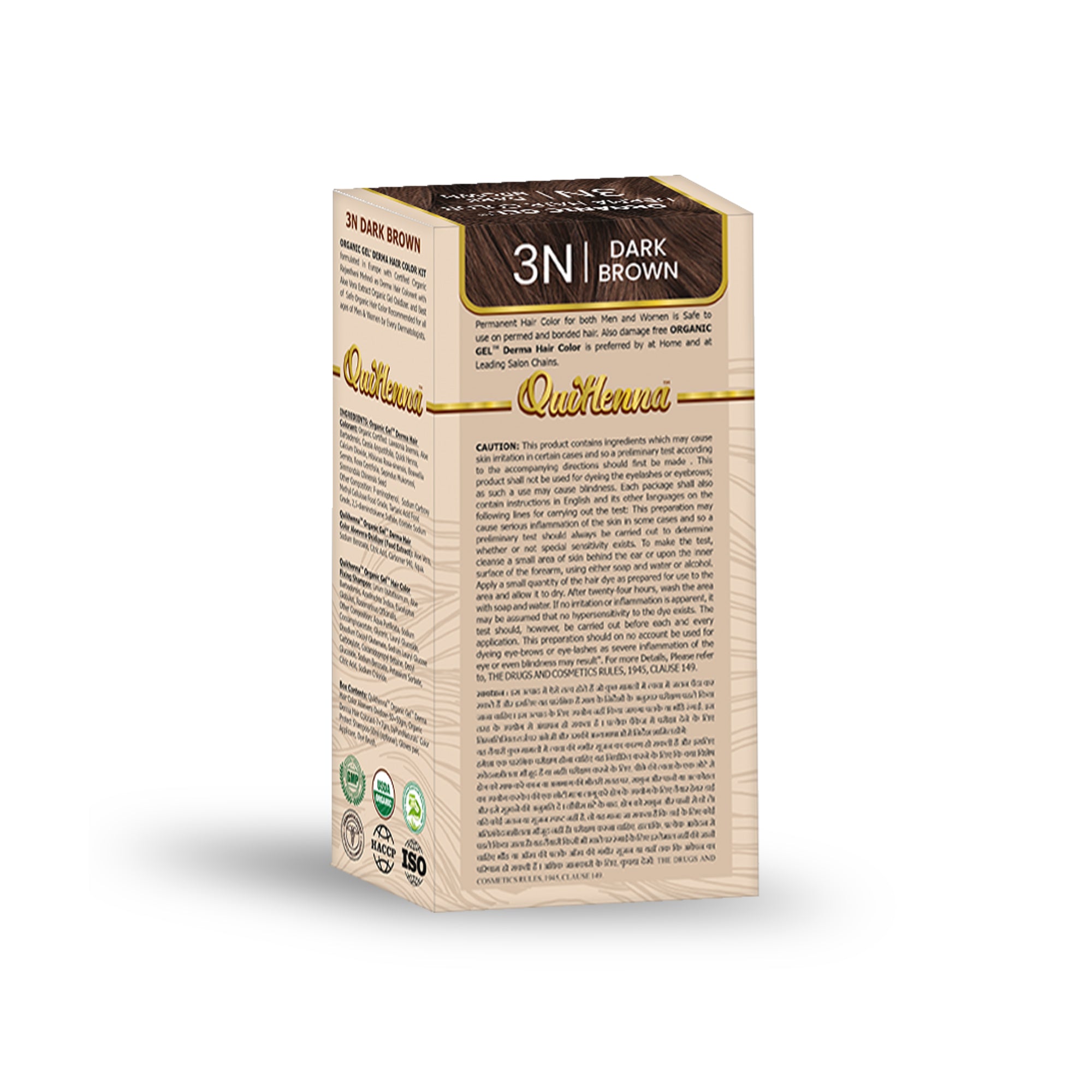 QH+ QuikHenna 3N Dark Brown Organic Gel Derma Hair Color 165g