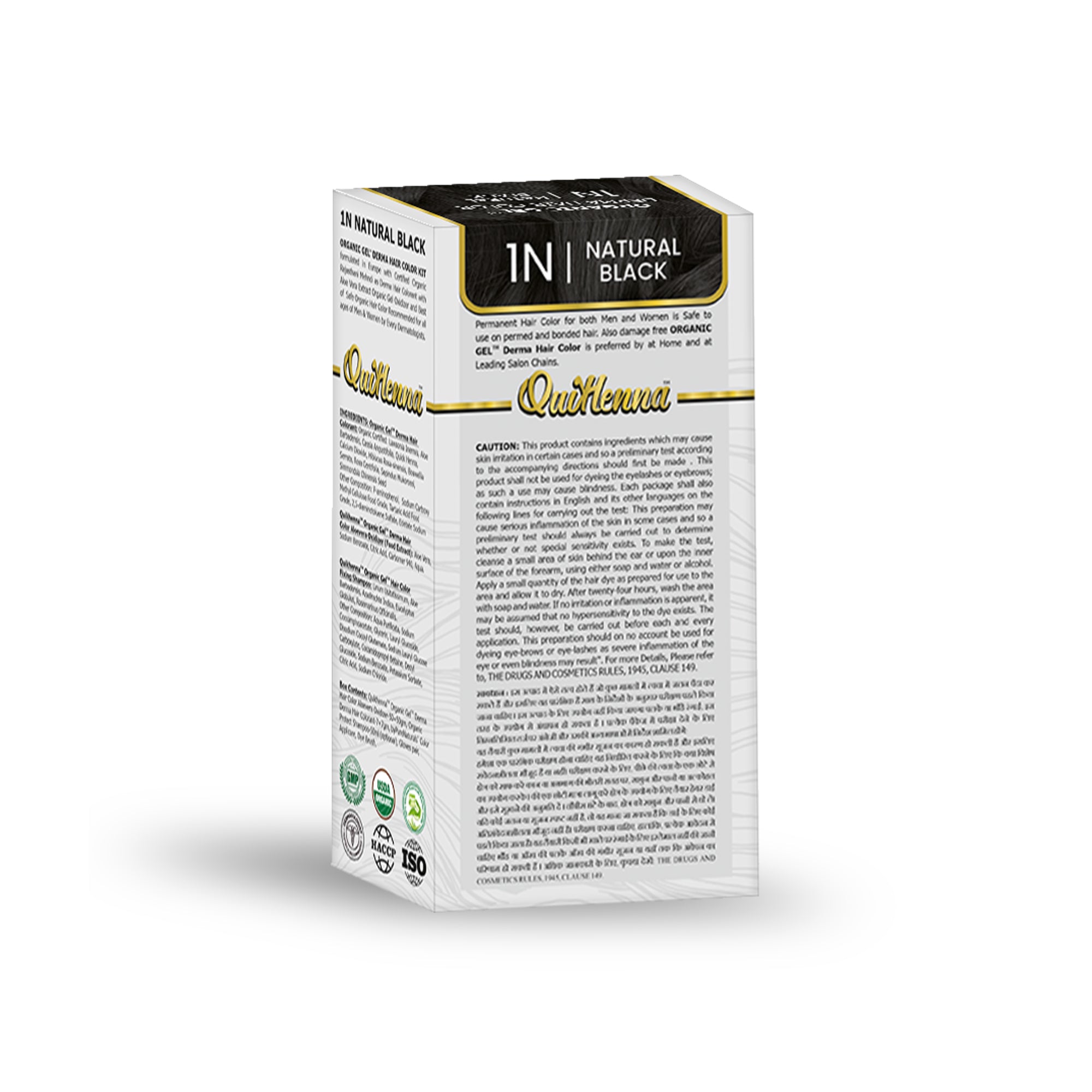 QH+ QuikHenna Organic Gel Derma Hair Color - 1N Natural Black 165gm Pack of 2