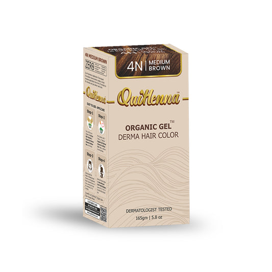 QuikHenna Organic Gel Derma Hair Color - 4N Medium Brown 165gm