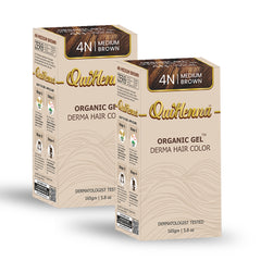 QH+ QuikHenna Organic Gel Derma Hair Color - 4N Medium Brown 165gm Pack of 2