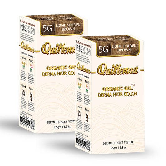 QuikHenna Organic Gel Derma Hair Color - 5G Light Golden Brown 165gm Pack of 2