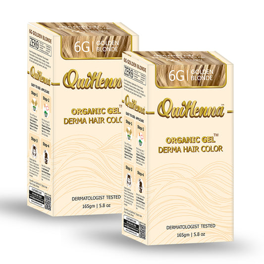 QuikHenna Organic Gel Derma Hair Color - 6G Golden Blonde 165gm Pack of 2