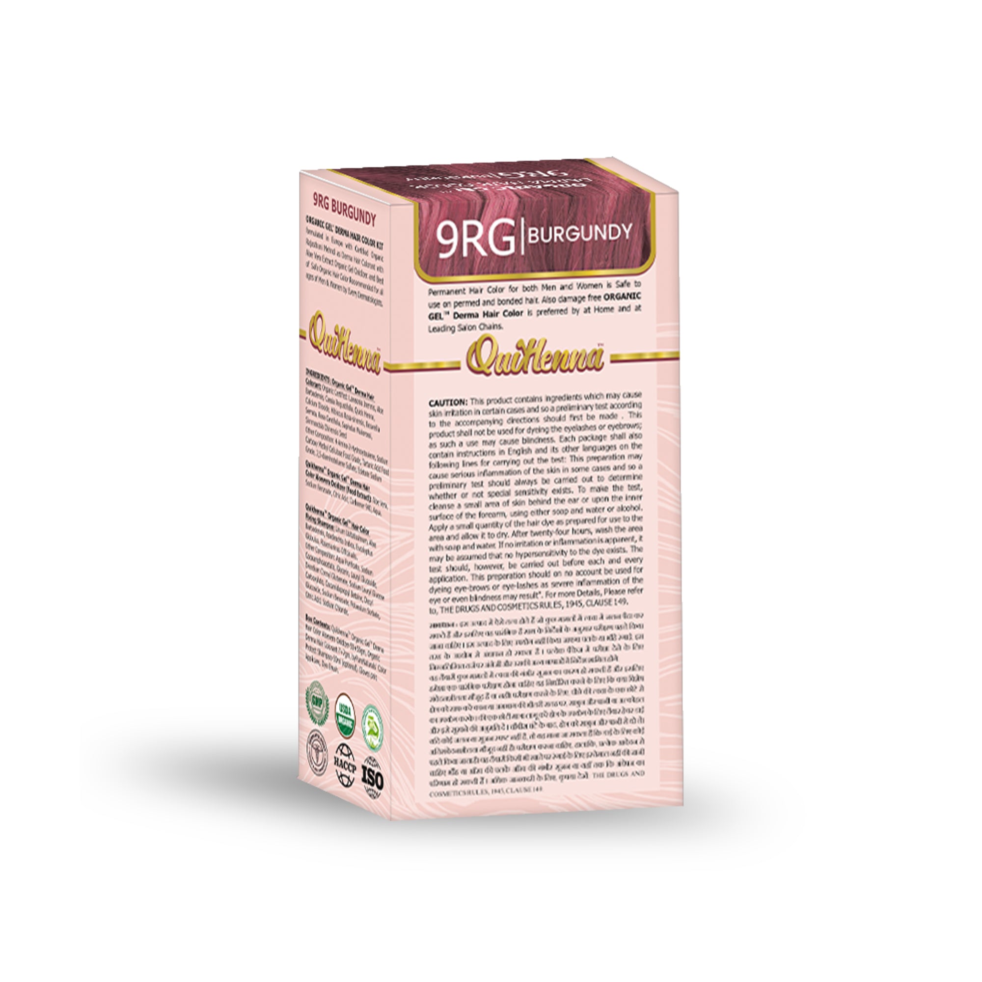 QH+ QuikHenna Organic Gel Derma Hair Color - 9RG Burgundy 165gm Pack of 2