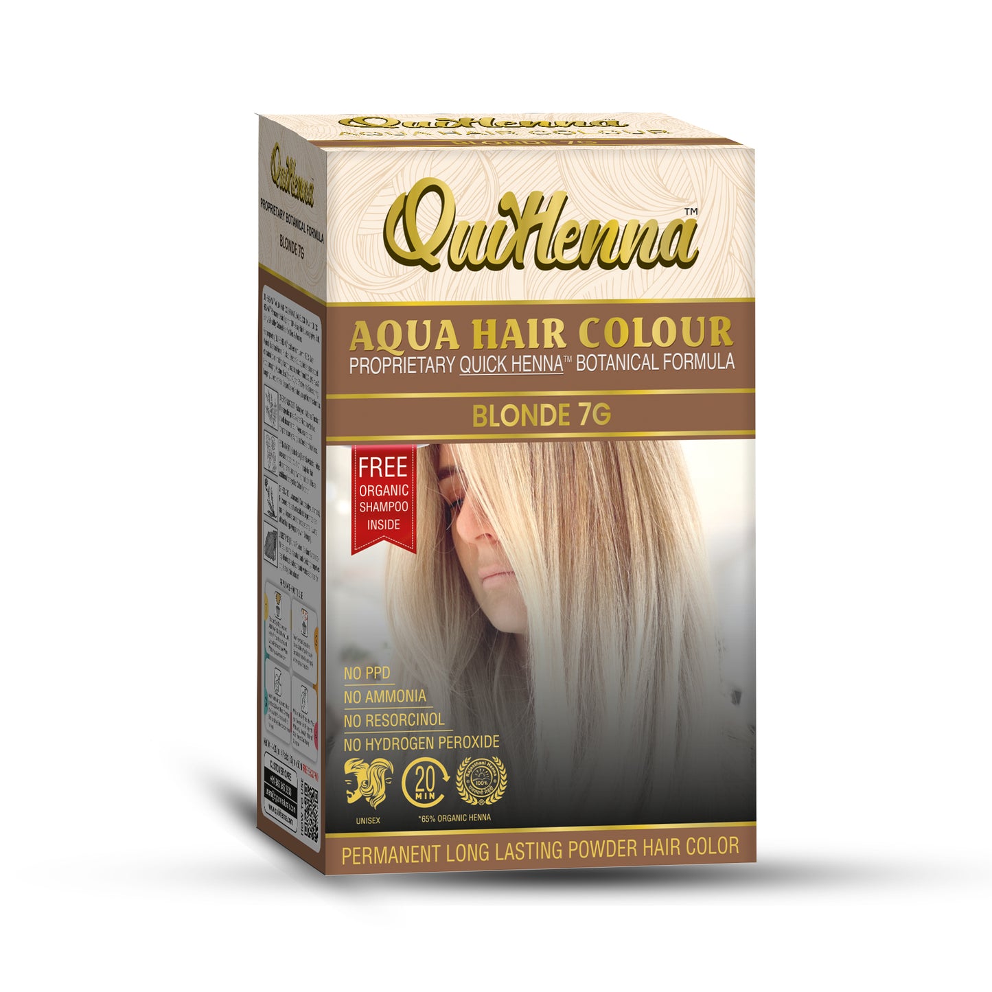 QuikHenna Organic Aqua Powder Hair colour- 7G Blonde 110gm