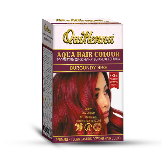 QuikHenna Organic Aqua Powder Hair colour- 9RG Burgundy 110gm