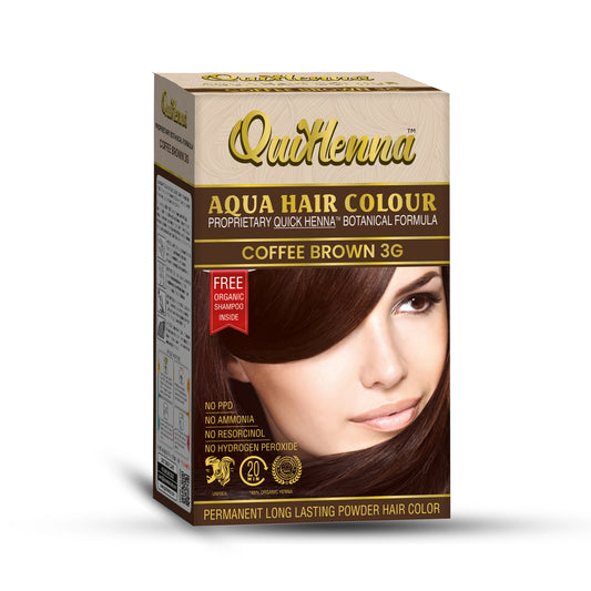 QuikHenna Organic Aqua Powder Hair colour- 3G Coffee Brown 110gm