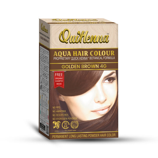QuikHenna Organic Aqua Powder Hair colour- 4G Golden Brown 110gm
