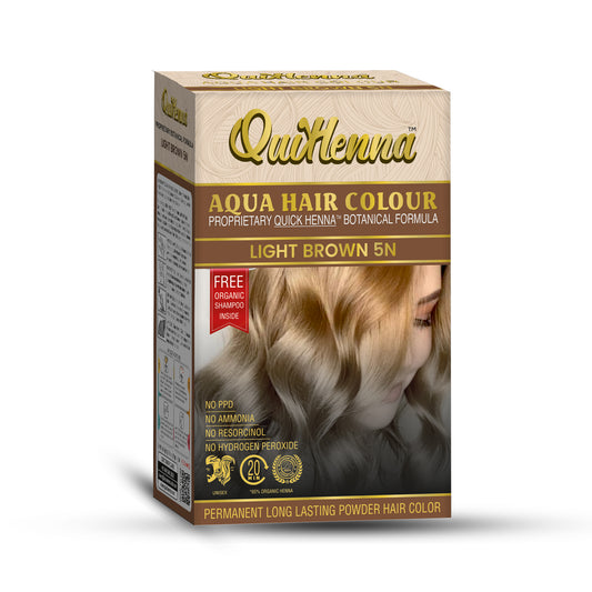 QuikHenna Organic Aqua Powder Hair colour- 5N Light Brown 110gm