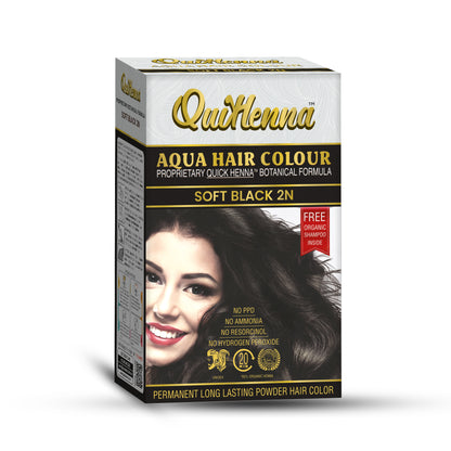 QuikHenna Organic Aqua Powder Hair colour- 2N Soft Black 110gm