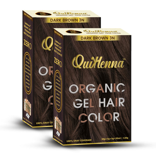 QuikHenna PPD & Ammonia Free Organic Gel Permanent Hair Colour 3N Dark Brown for Men & Women 120GM Pack of 2